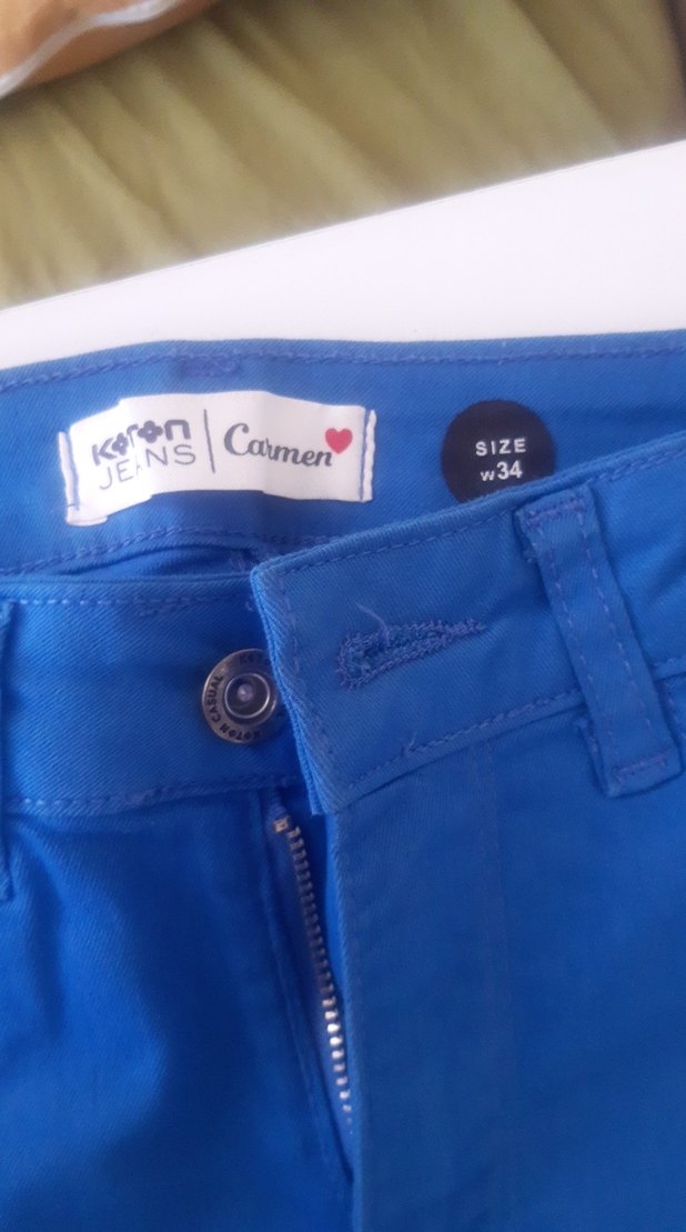 Parlak Mavi Kadın Midi Boy Dar Kesim Kot - Görsel 2