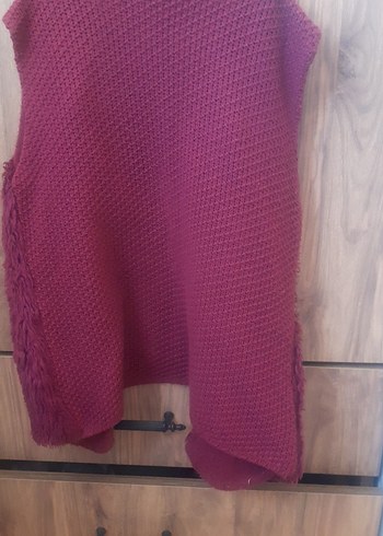 Bordo Kürklü çocuk Yelek - Görsel 2