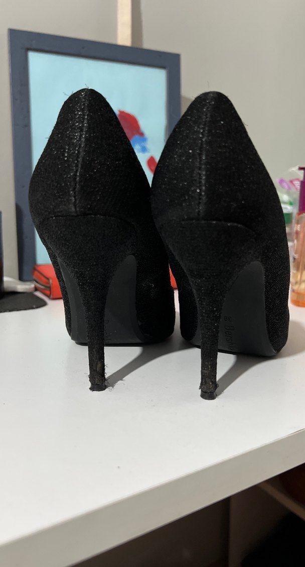 Siyah Simli Topuklu Stiletto Kadın Ayakkabı bershka - Görsel 5