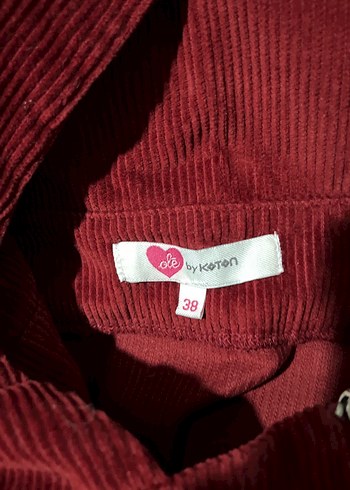 Kırmızı kadife Askılı Mini Salopet - Görsel 7