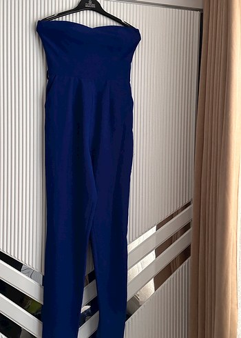 Kadın Lacivert Uzun Straplez Tulum - Görsel 2