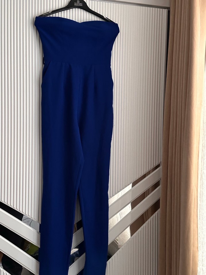 Kadın Lacivert Uzun Straplez Tulum - Görsel 2