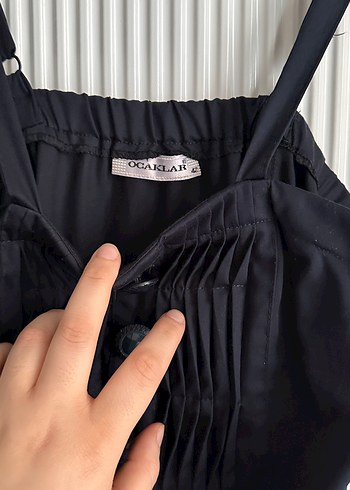 Kadın Siyah Keten Uzun Tulum - Görsel 3