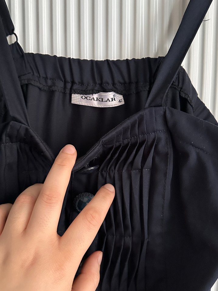 Kadın Siyah Keten Uzun Tulum - Görsel 3