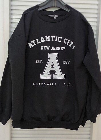 Atlantik City Baskılı Oversize Unisex Sweatshirt 