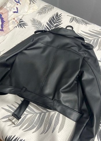 40 Beden siyah Renk Siyah Deri Kısa Biker Ceket