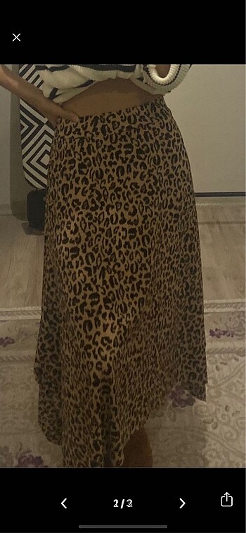leopar midi etek