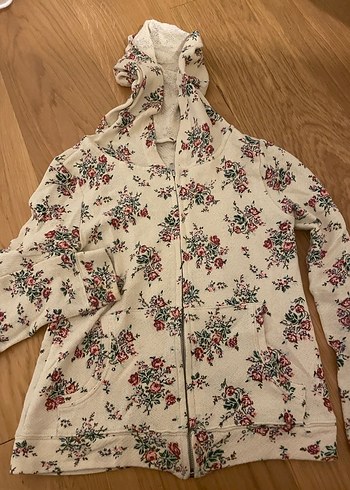 Çiçek Desenli Kapüşonlu sweatshirt