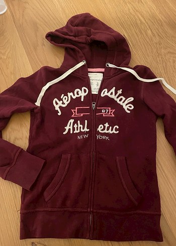 Bordo Fermuarlı Kadın Sweatshirt