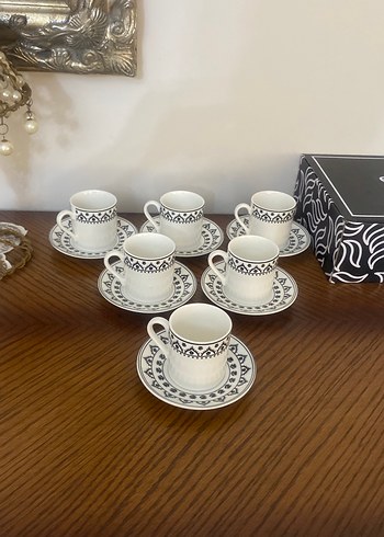 Emsan Beyazdesenli Kahve Fincanı Seti
