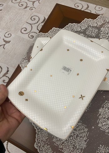 Karaca fine pearl 2 li büyük dikdörtgen tabak seti - Görsel 3