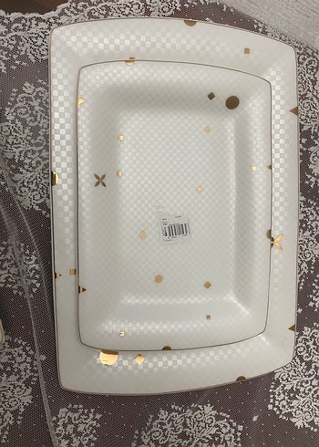 Karaca fine pearl 2 li büyük dikdörtgen tabak seti - Görsel 9