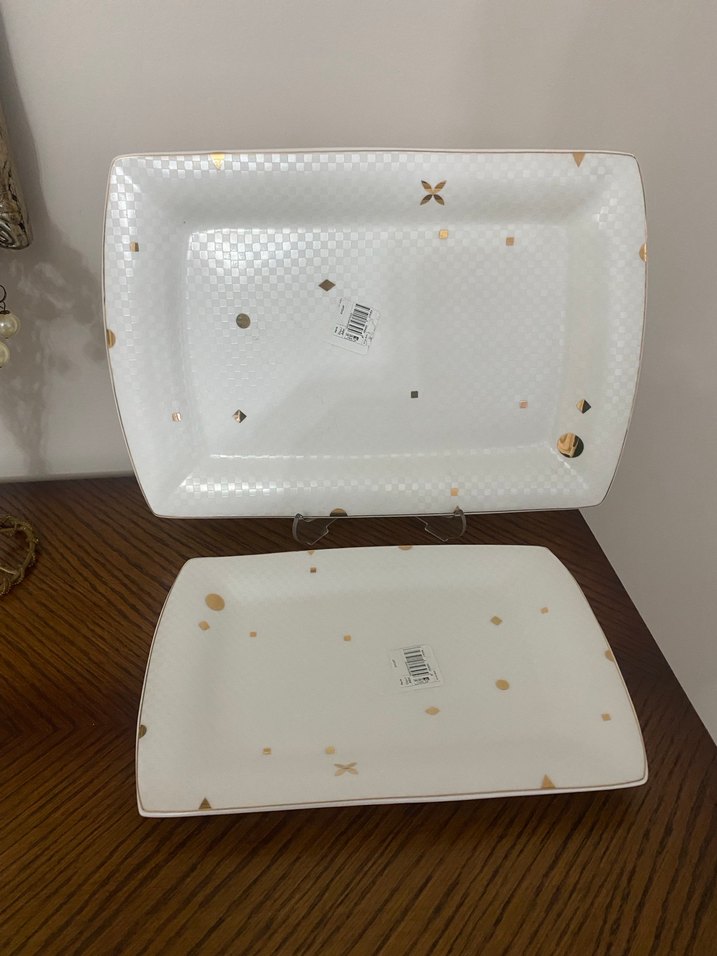 Karaca  fine pearl 2 li büyük dikdörtgen tabak seti - Görsel 2