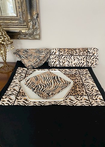 Sıfır Karaca home 12 kişilik 25 parça Leopar Desenli masa örtüsü - Görsel 10