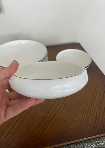 Sıfır Karaca Beyaz Gri Çizgili Yemek Tabağı Seti - Görsel 2