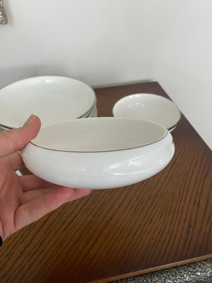 Sıfır Karaca Beyaz Gri Çizgili Yemek Tabağı Seti - Görsel 2