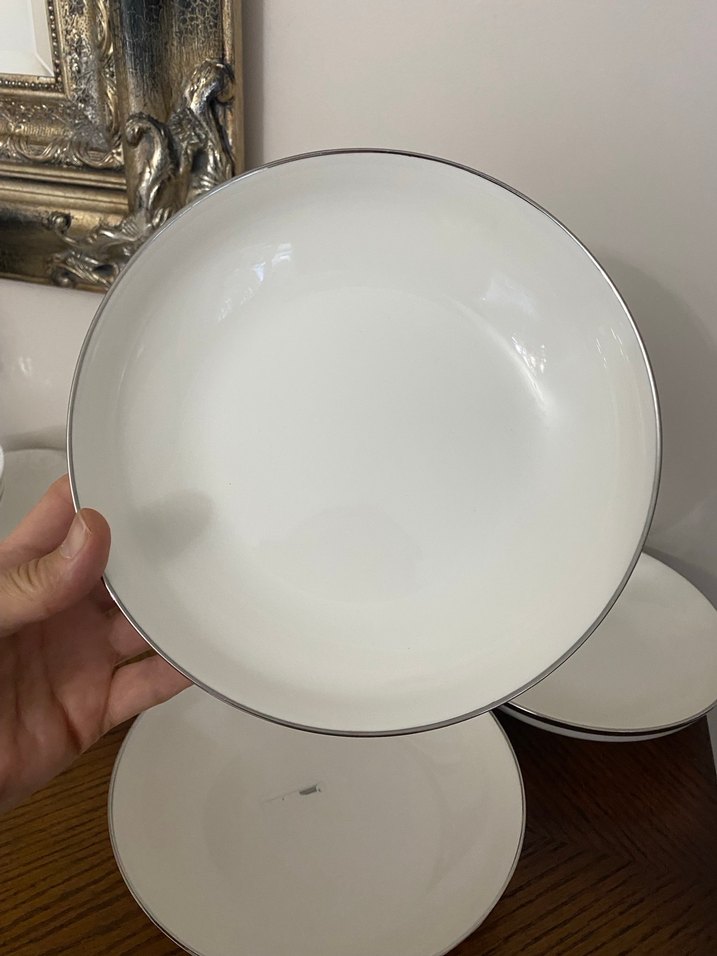 Sıfır Karaca Beyaz Gri Çizgili Yemek Tabağı Seti - Görsel 4