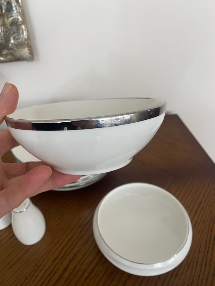 Sıfır Karaca Beyaz Gri Çizgili Yemek Tabağı Seti - Görsel 3