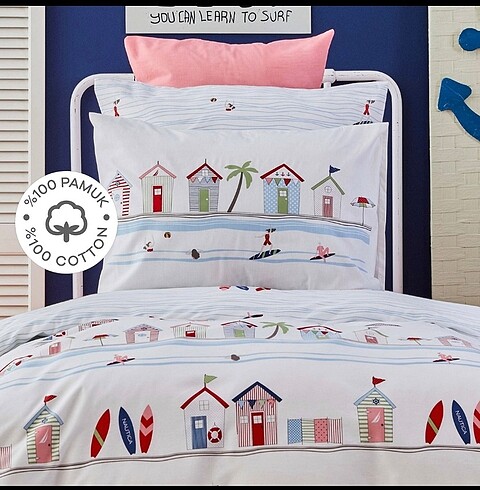 Sıfır Karaca Nautica Home 100/100 pamuk tek kişilik nevresi