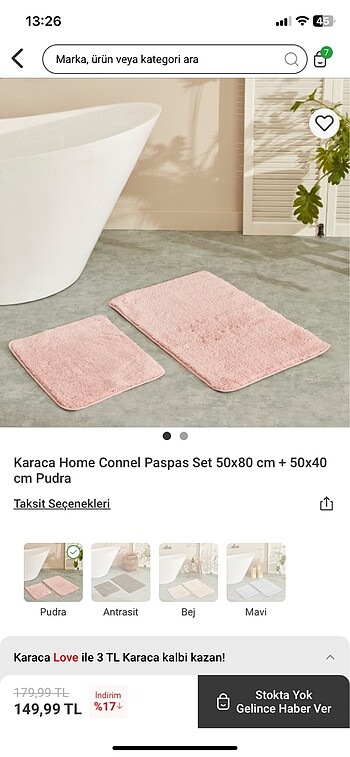 Sıfır Karaca Home 2li paspas