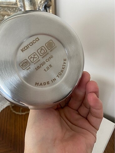Beden çeşitli Renk Sıfır Karaca 1 litre çelik süt potu