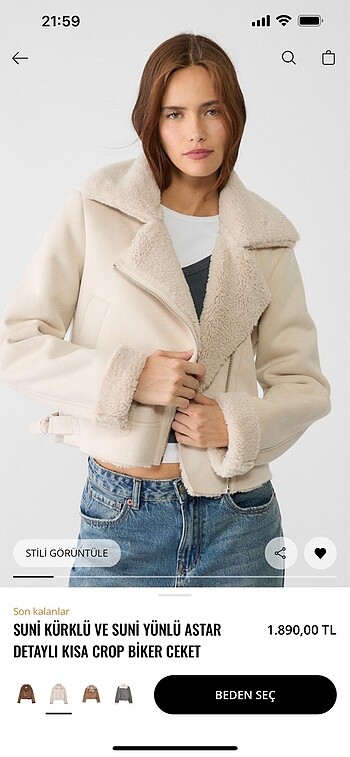 Stradivarius kadın biker ceket