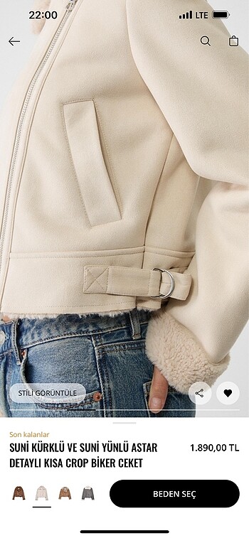 s Beden ten rengi Renk Stradivarius kadın biker ceket