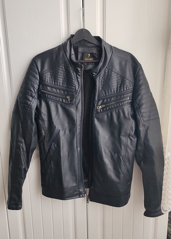 Siyah Deri Biker Ceket