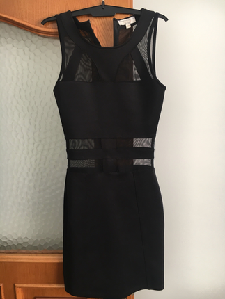 Transparan detayli siyah saran mini elbise 