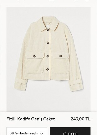 H&M FİTİLLİ OVERSIZE CEKET