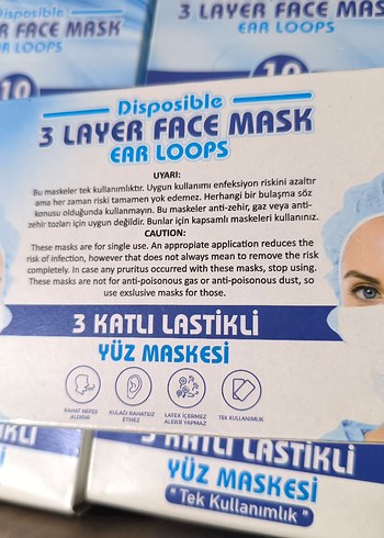 3 Katlı Lastikli Maske 50'li Paket - Görsel 6