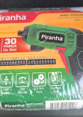 Piranha Şarjlı Vidalama Yeşil Tornavida Seti 30 Parça - Görsel 3