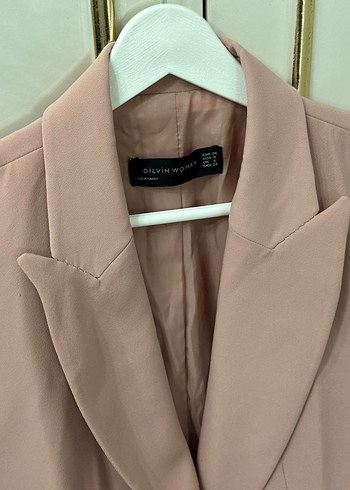 Dilvin Pembe Uzun Kesim Düğmeli Kadın Blazer - Görsel 2
