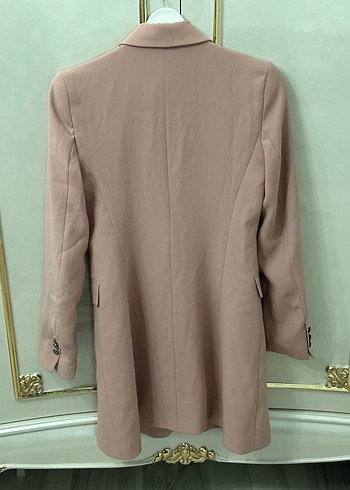 Dilvin Pembe Uzun Kesim Düğmeli Kadın Blazer - Görsel 3