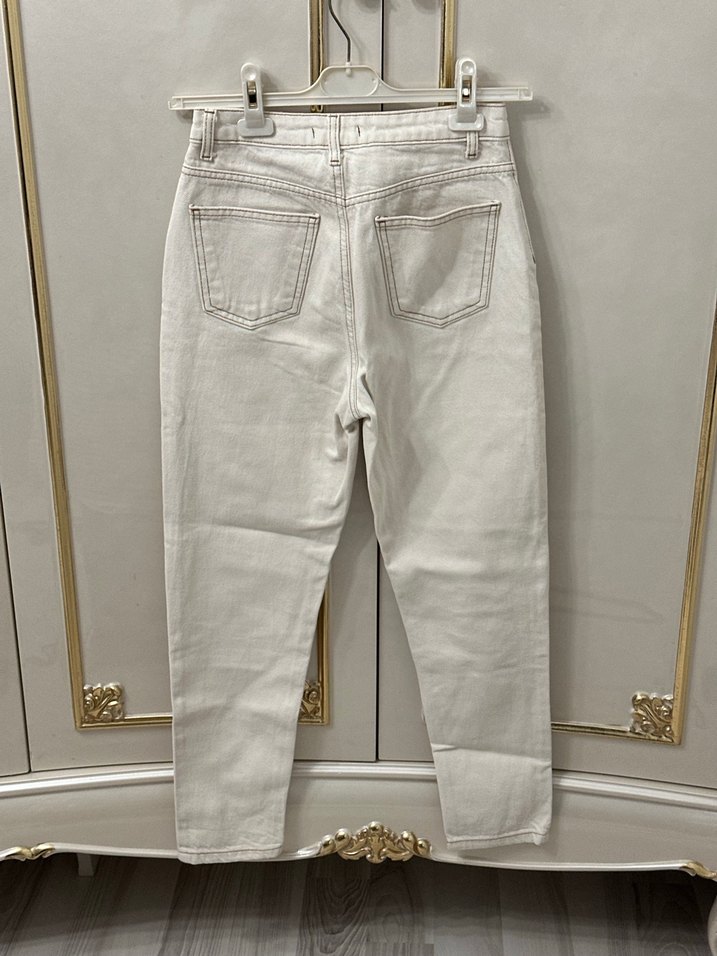 Trenyolmilla krem Regular Fit Kadın Denim Pantolon - Görsel 3