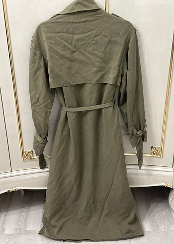 Dilara Nazan Ertan Kadın Keten Kumaş Kuşaklı Uzun Trençkot - Görsel 3