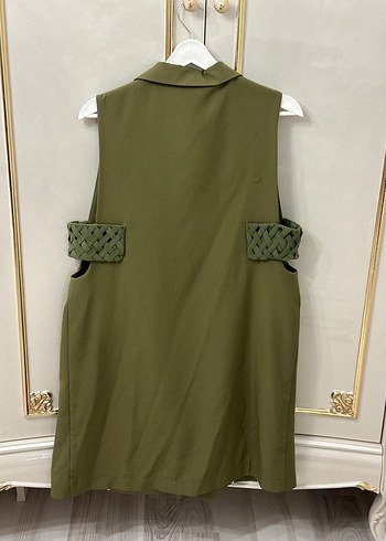 Kayra Kemerli Uzun Haki Kadın Yelek - Görsel 2