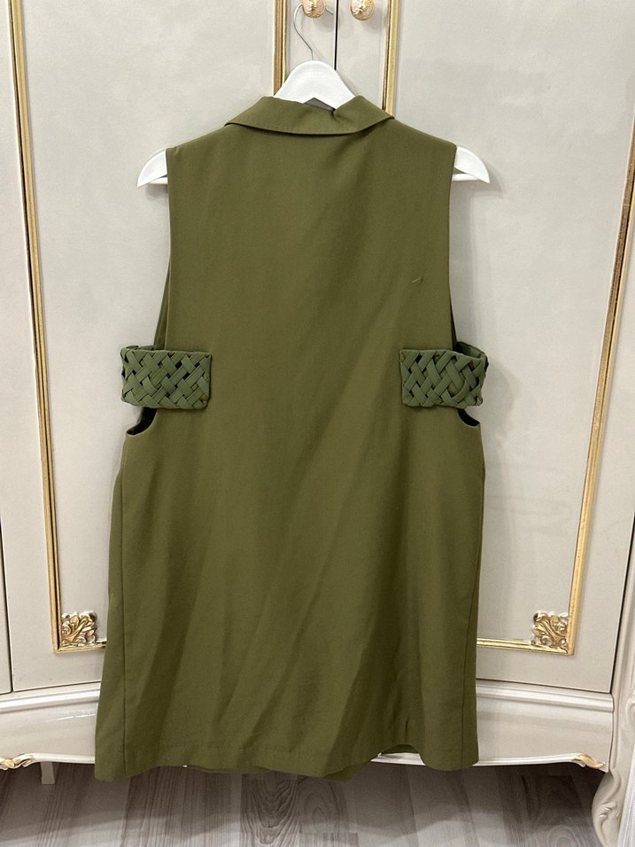 Kayra Kemerli Uzun Haki Kadın Yelek - Görsel 2