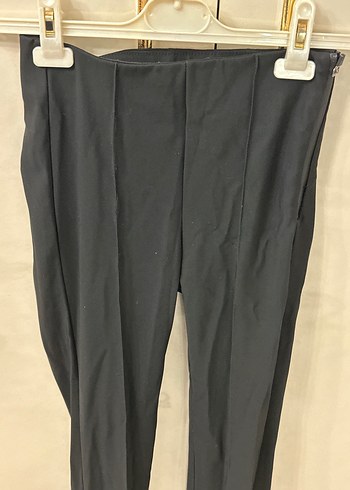 Zara Siyah Deri Fermuarlı streç Kadın Pantolon - Görsel 3