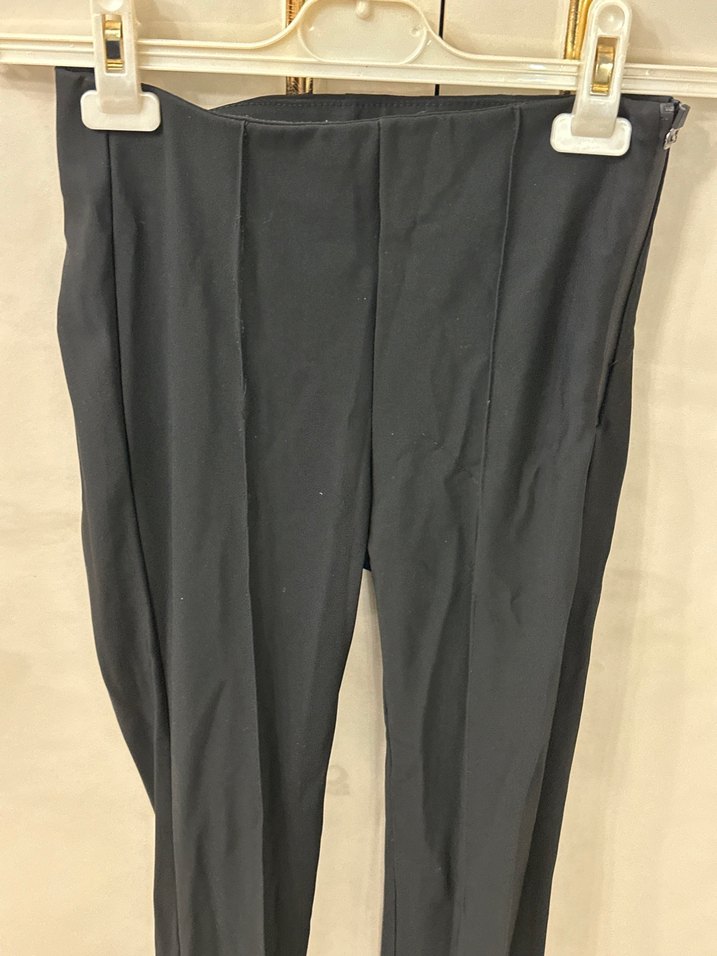 Zara Siyah Deri Fermuarlı streç Kadın Pantolon - Görsel 3