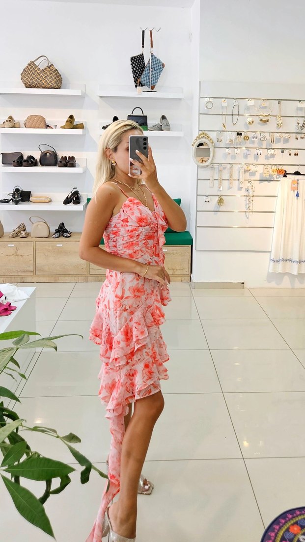 Pembe Straplez Mini Volanlı Elbise - Görsel 3