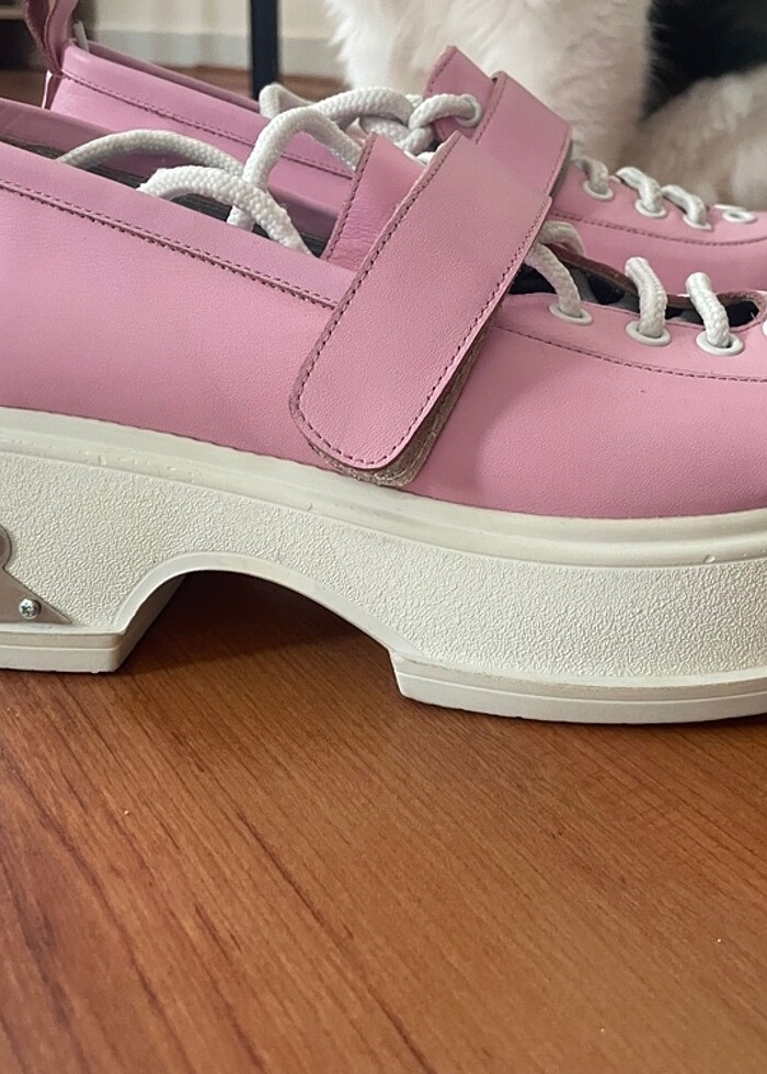 Kawai platform dolgu topuk pembe - Görsel 4