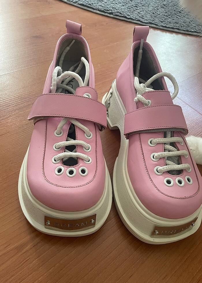 Kawai platform dolgu topuk pembe - Görsel 2