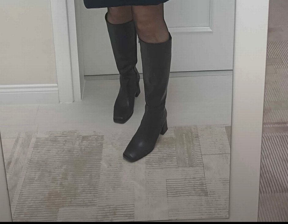 Siyah Deri Kadın Dizüstü Topuklu Çizme - Görsel 5