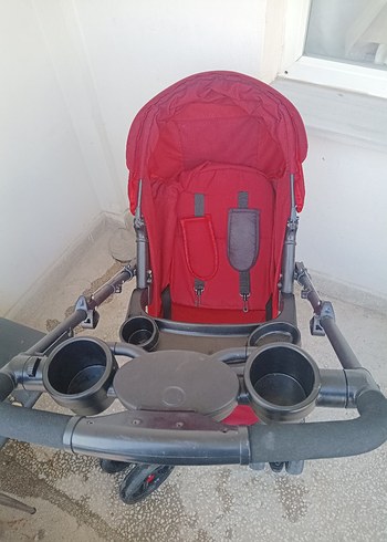 Koyu Kırmızı Çift Yönlü Bebek Arabası - Görsel 3