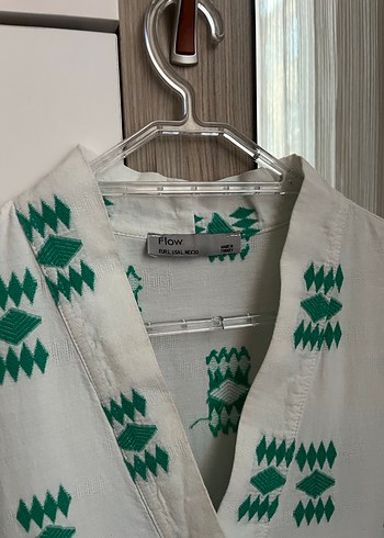 Yeşil Desenli Uzun Kollu Pileli Elbise - Görsel 4