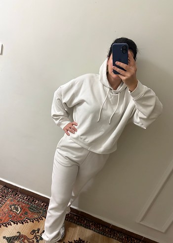 Oysho Kadın Beyaz Rahat Kesim Eşofman Takımı - Görsel 12