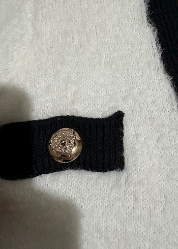 Trendyol Düğmeli Siyah-Beyaz Kadın Hırka - Görsel 4