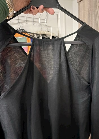 Beauty Omelette Uzun Siyah V Yaka Elbise - Görsel 6