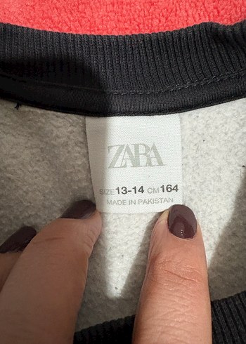 Zara 13-14 Yaş Gri Siyah Raglan Kollu Sweatshirt - Görsel 3